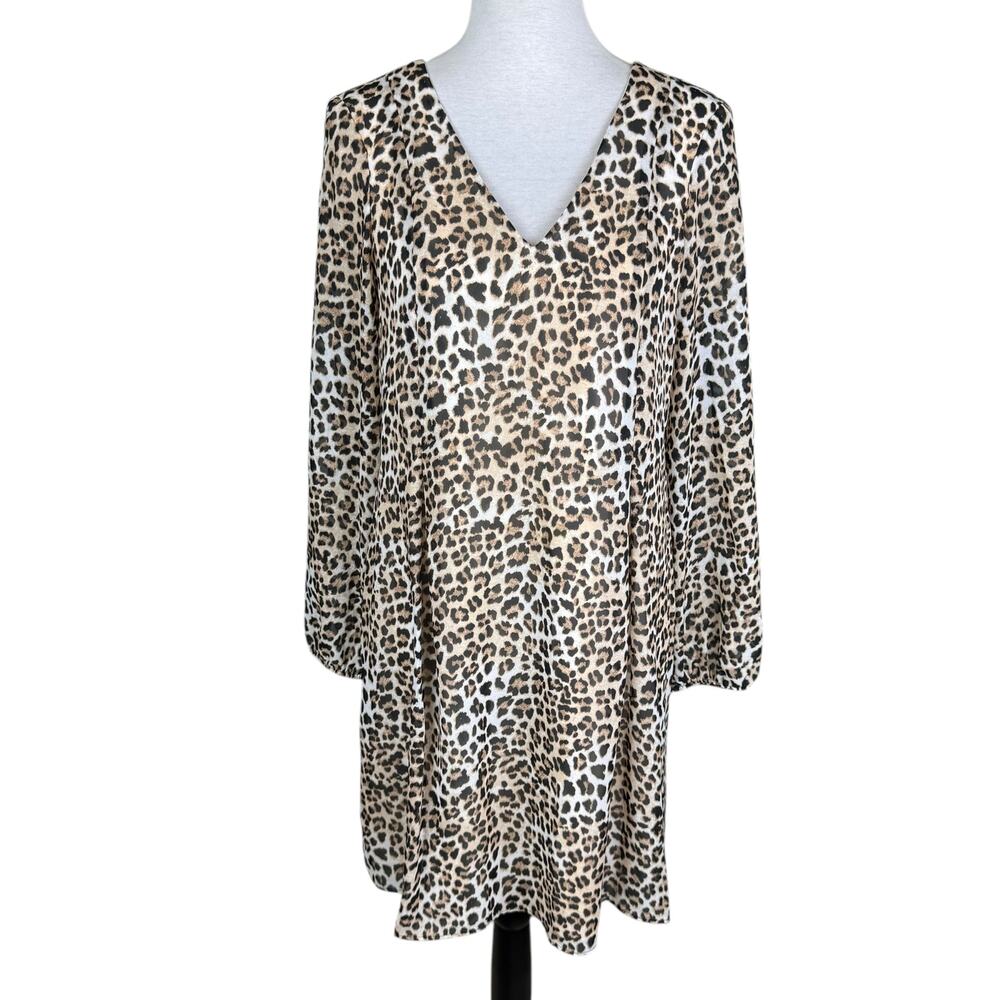 INC NWT Cheetah Animal Print Bow Detail Long Sleeve Mini Western Sheath Dress